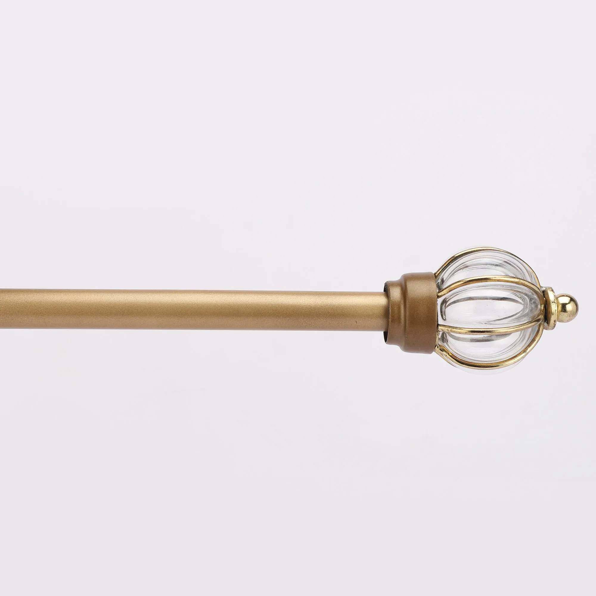 Glass Metal Royal Finial Extendable Curtain Rod Gold 19MM (Hardware Included)