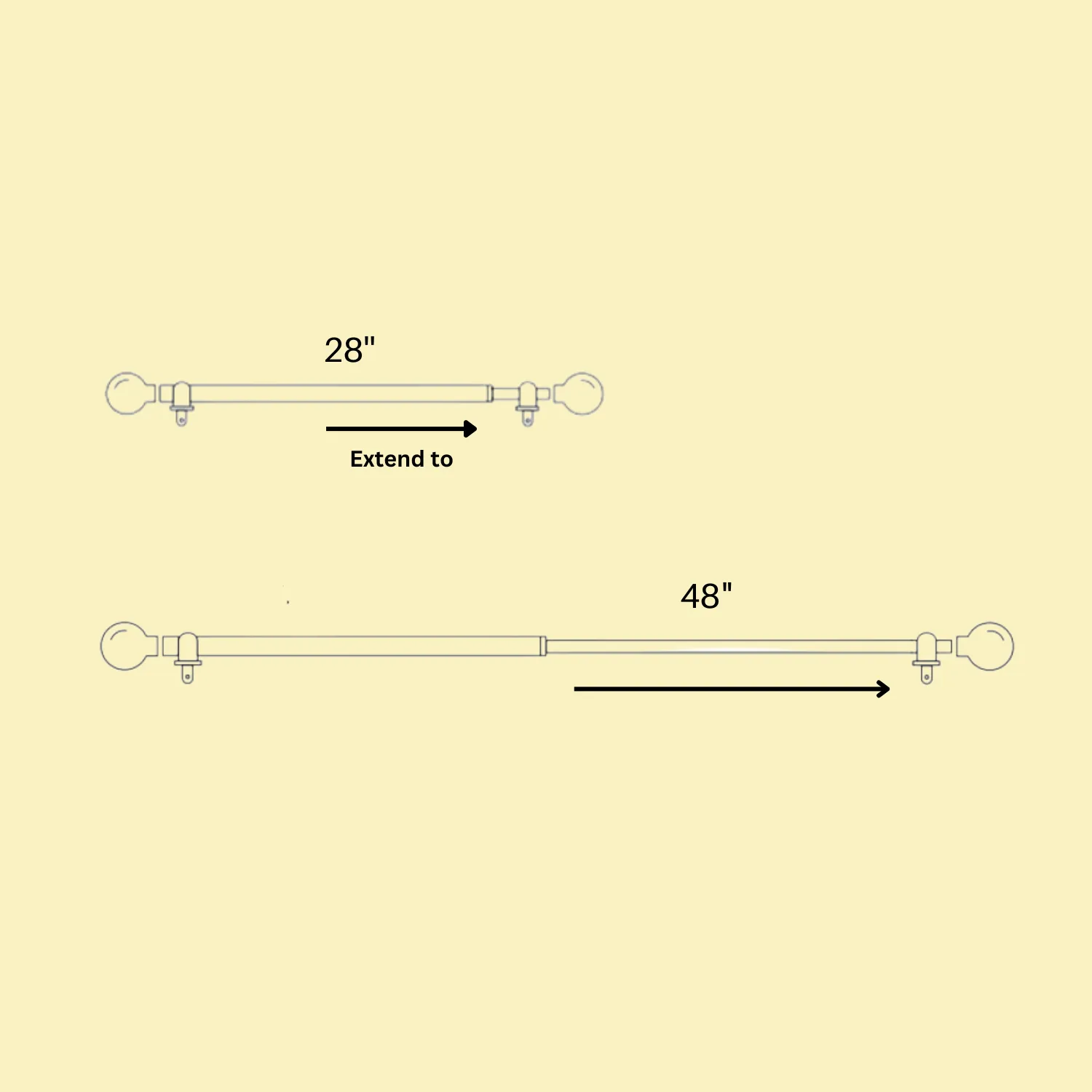 Glass Metal Royal Finial Extendable Curtain Rod Gold 19MM (Hardware Included)