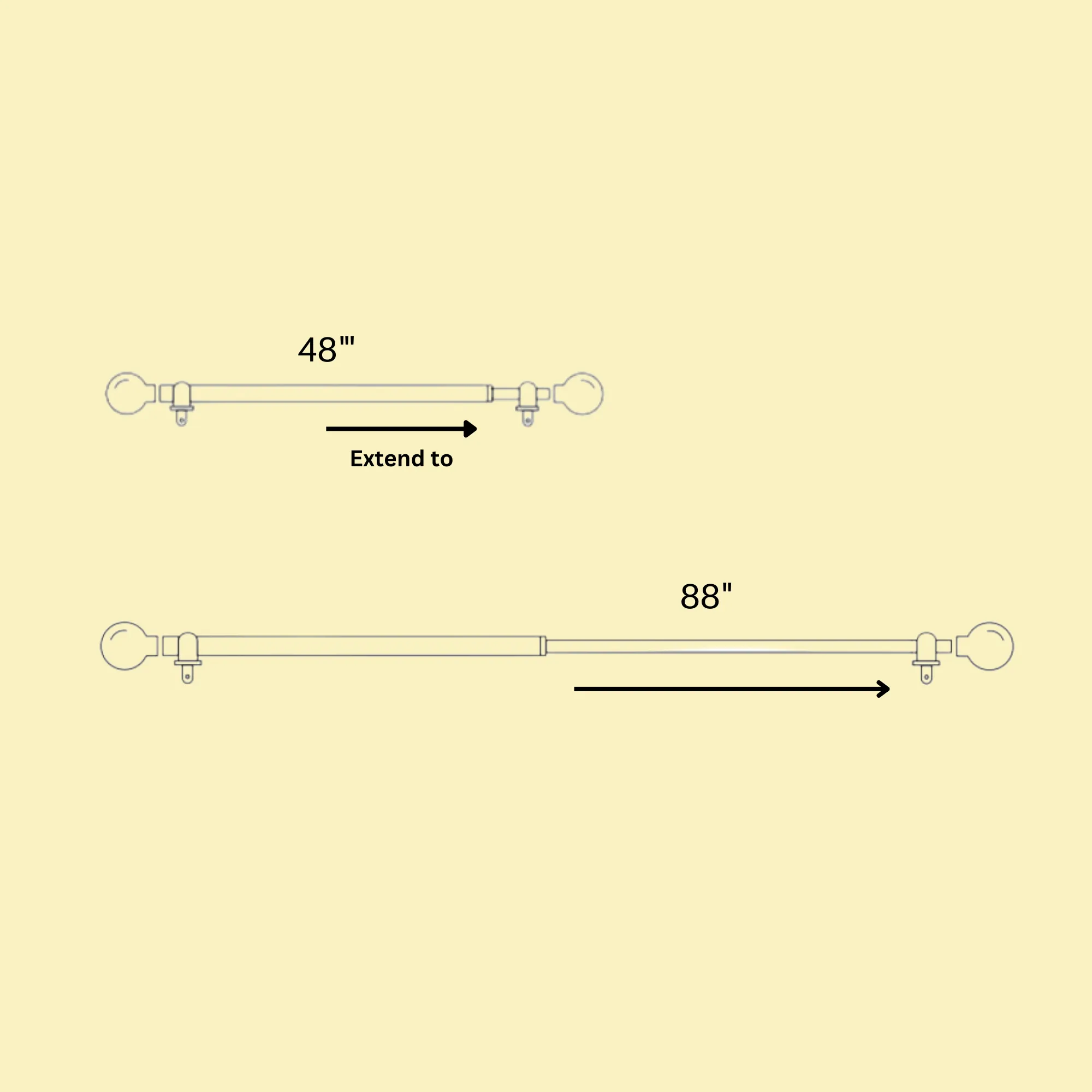 Glass Metal Royal Finial Extendable Curtain Rod Gold 19MM (Hardware Included)