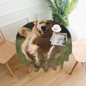 Golden Retriever Running Print Tablecloth Spill-Proof Water Table Cloth Decorative Fabric Table Cover for Home Kitchen Indoor and Outdoor Dining Table 60 Inch