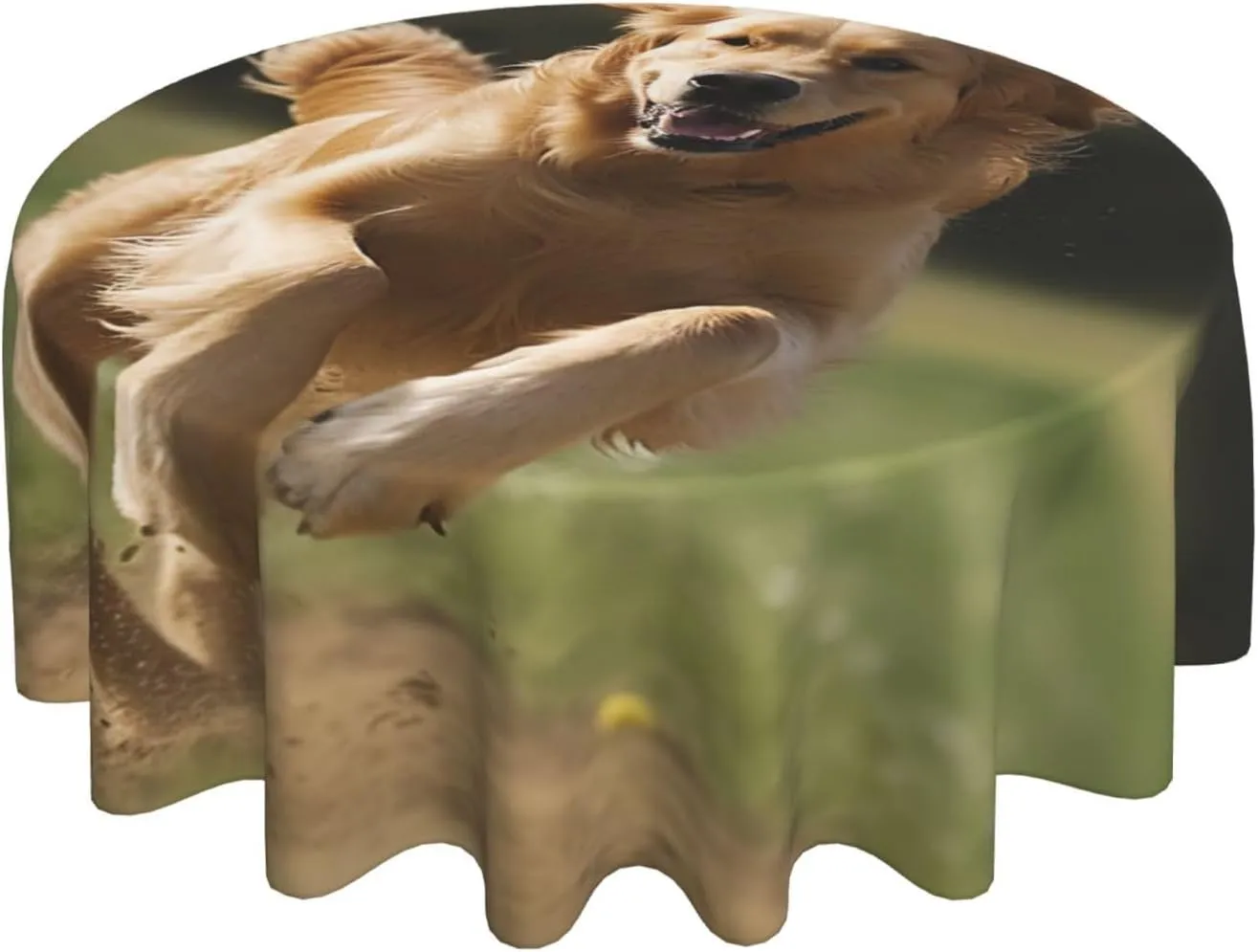 Golden Retriever Running Print Tablecloth Spill-Proof Water Table Cloth Decorative Fabric Table Cover for Home Kitchen Indoor and Outdoor Dining Table 60 Inch