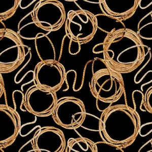 Gone Country by Benartex - Lasso Allover Black by the yard 3495