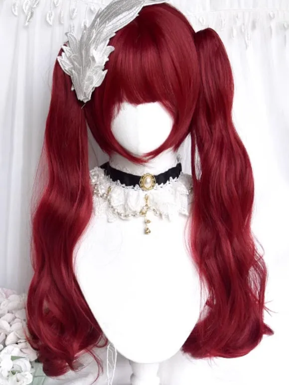 Gothic Lolita Wig Long Heat-resistant Fiber Burgundy Lolita Accessories