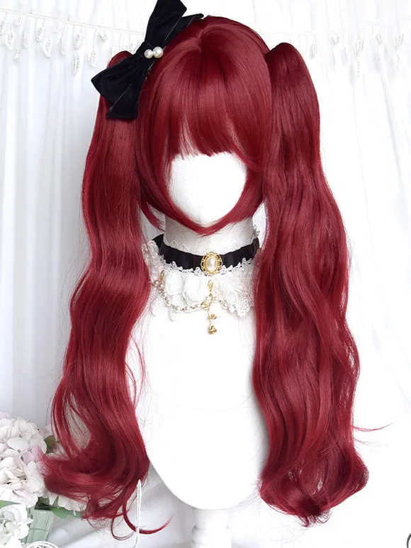 Gothic Lolita Wig Long Heat-resistant Fiber Burgundy Lolita Accessories