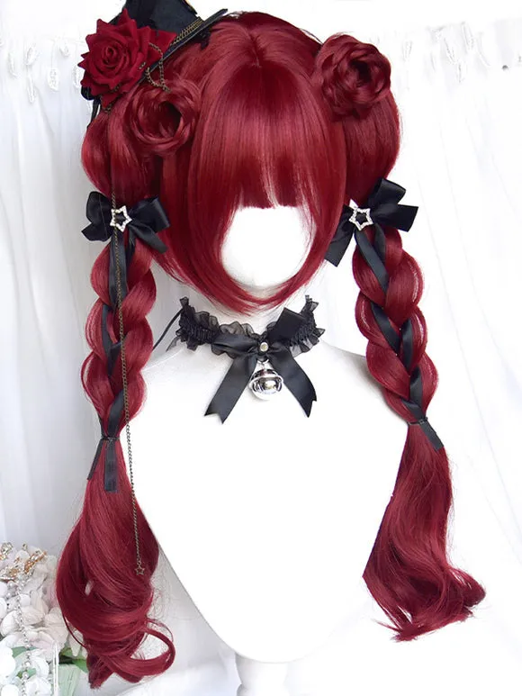 Gothic Lolita Wig Long Heat-resistant Fiber Burgundy Lolita Accessories