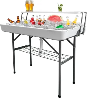GUAGUA Ice Cooler Table - Portable Bar Table for Events Outdoor Cooler Stand with Drain for Parties Drink Foldable Picnic Table Party
