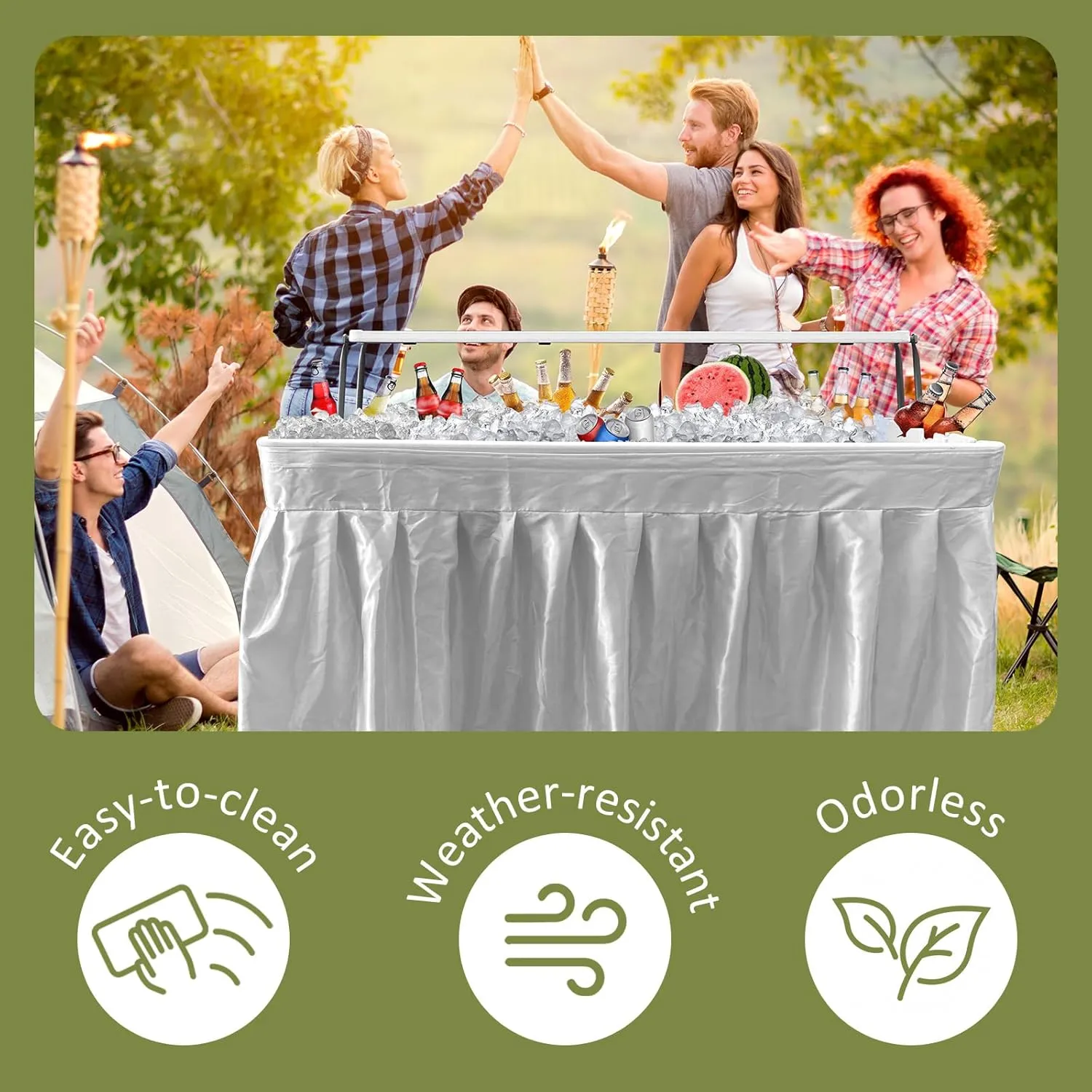 GUAGUA Ice Cooler Table - Portable Bar Table for Events Outdoor Cooler Stand with Drain for Parties Drink Foldable Picnic Table Party
