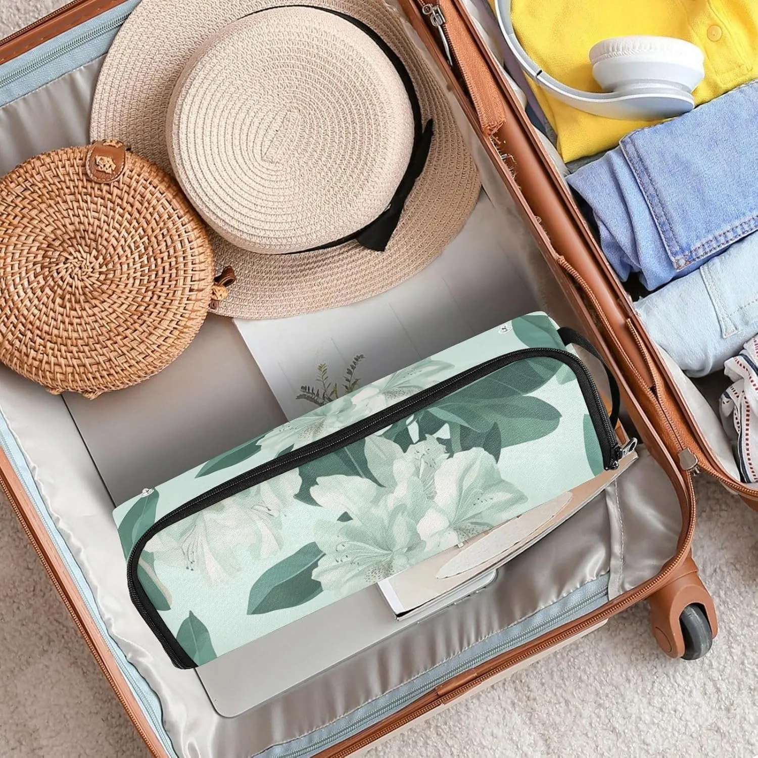 Hair Tools Travel Bag and Heat Resistant Mat Hot Tools Organizer Curling Iron Travel Case for Flat Irons Haircare Accessories Azalea Quietly Elegant Green