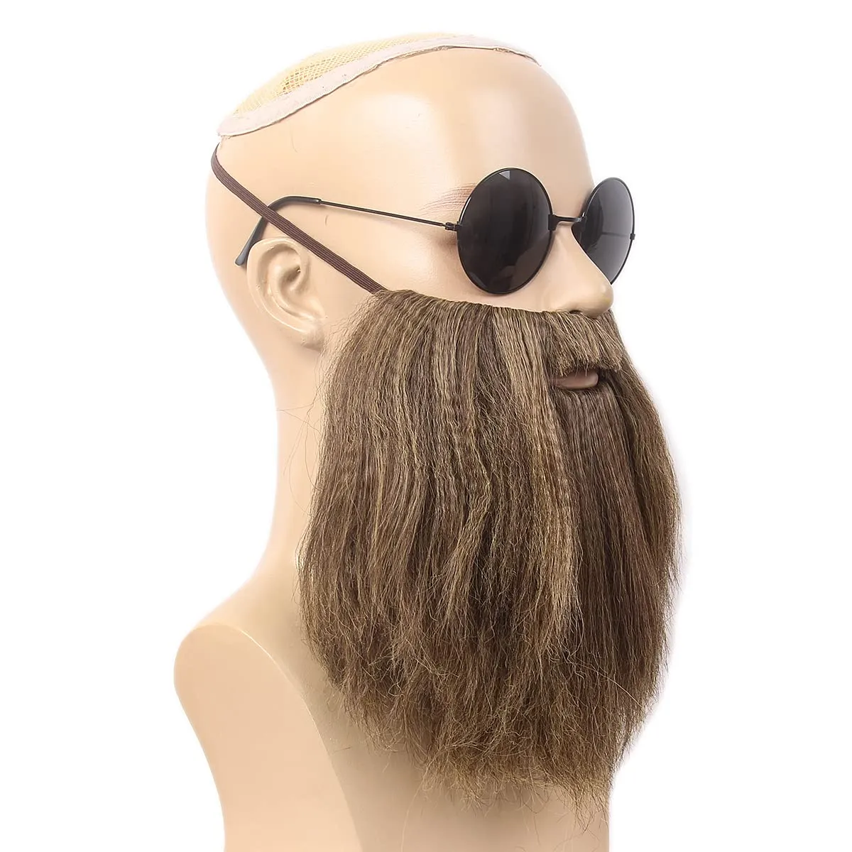 H&Bwig Long Ombre Blonde Men Wigs with Beard Heat Resistant Wavy 80s Wig for Hippie Rock Costume Cosplay Anime Party Costume Beard Wig