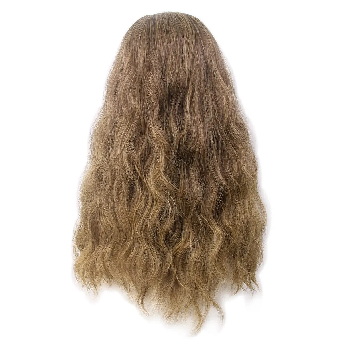 H&Bwig Long Ombre Blonde Men Wigs with Beard Heat Resistant Wavy 80s Wig for Hippie Rock Costume Cosplay Anime Party Costume Beard Wig