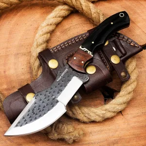 Handmade D2 Steel Tracker Knife - Survival Knife - Camping Knife - Black Tactical Knife - Hunting Knife with Sheath Horizontal Carry Fixed Blade Knife (FORGED TRACKER)