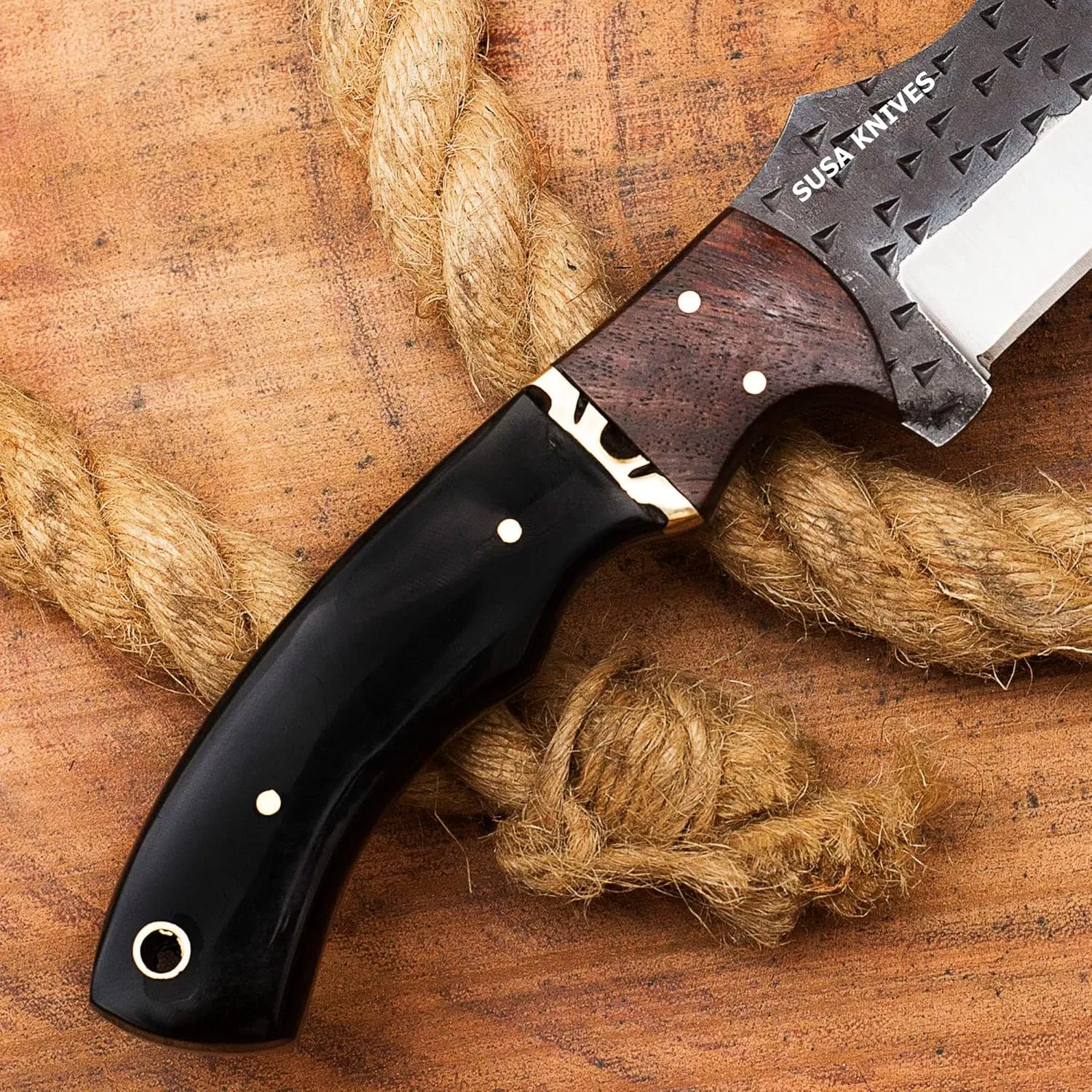 Handmade D2 Steel Tracker Knife - Survival Knife - Camping Knife - Black Tactical Knife - Hunting Knife with Sheath Horizontal Carry Fixed Blade Knife (FORGED TRACKER)