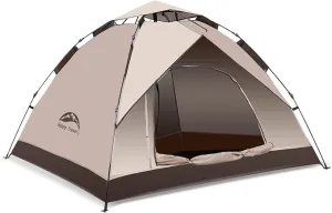 Happy Travel 1/2/3/4 Person Camping Tent, Instant Easy Pop Up Tents for Camping,Automatic Waterproof Family Camping Tent, Easy Set Up Tent,Portable Windproof Dome Tent for Camping Hiking & Traveling