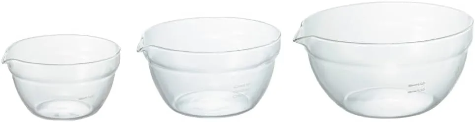 HARIO KB-1318 Single-Mouth Bowl, Heat Resistant Glass, Set of 3, Multi Balls, Clear, Made in Japan