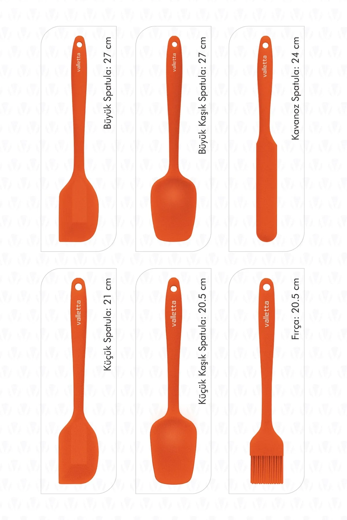 Heat Resistant Fireproof Non-Stick Silicone Spatula Set 6 Pieces Orange