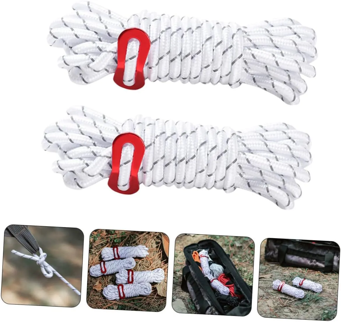 HEMOTON 4sets 2pcs Wind Canopy Ropes Reflective Camping Tie Ropes for Outdoor Activities Durable Wear Resistant Tent Fixing Tools for Climbing Hiking and More 2pcs*4