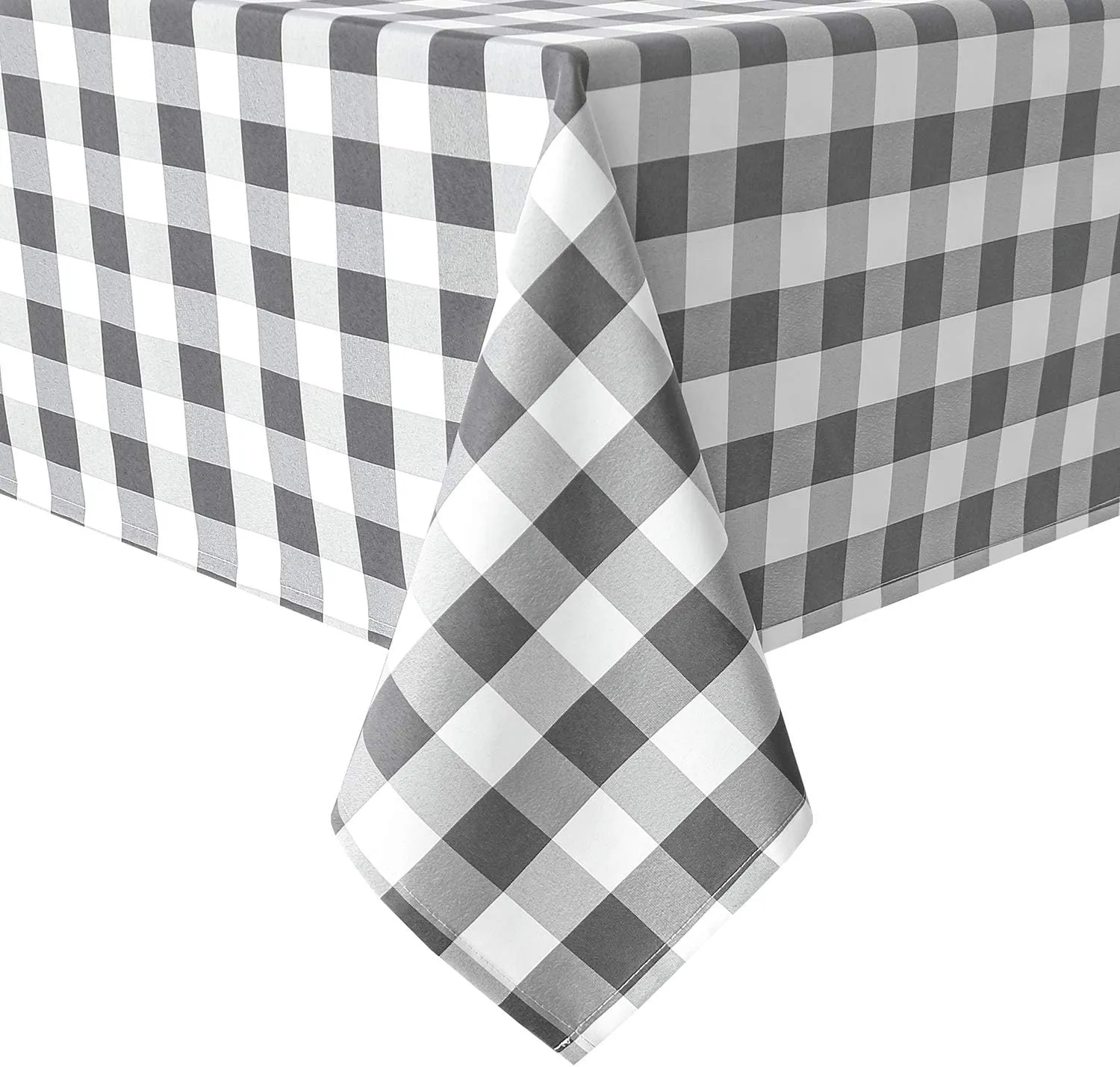 Hiasan Checkered Rectangle Tablecloth - Stain Resistant, Waterproof and Wrinkle Resistant Washable Table Cloth for Dining Room, 54 x 80 Inch,Grey and White Gingham Pattern