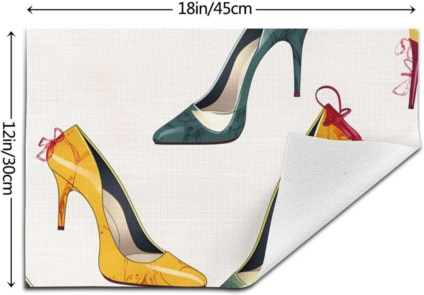 High Heel Shoes Placemats Set of 1 Easy Clean Woven PVC Placemat for Dining Table, Heat Resistant Non-Slip Place Mats Wipeable Indoor Outdoor Table Mats 12x18 Inch