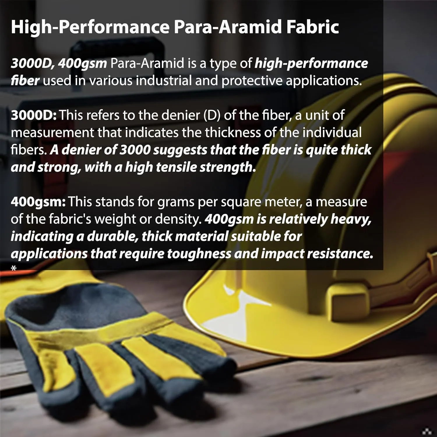 High Strength Aramid Woven Fabric 400GSM para Aramid 3000D Temperature Resistant Cut Resistant Fabric fire Resistant (Yellow, 16’’ x 36’’)
