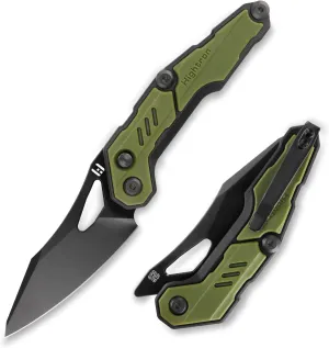 Hightron SPECTRON Pocket Knife for Men,Button Lock Tactical Folding Knife,3.05" M390 Blade with Nylon Fiber Handle,Lightweight EDC Knife with Deep Carry Pocket Clip for Camping Hiking Hunting,GRN&BLK