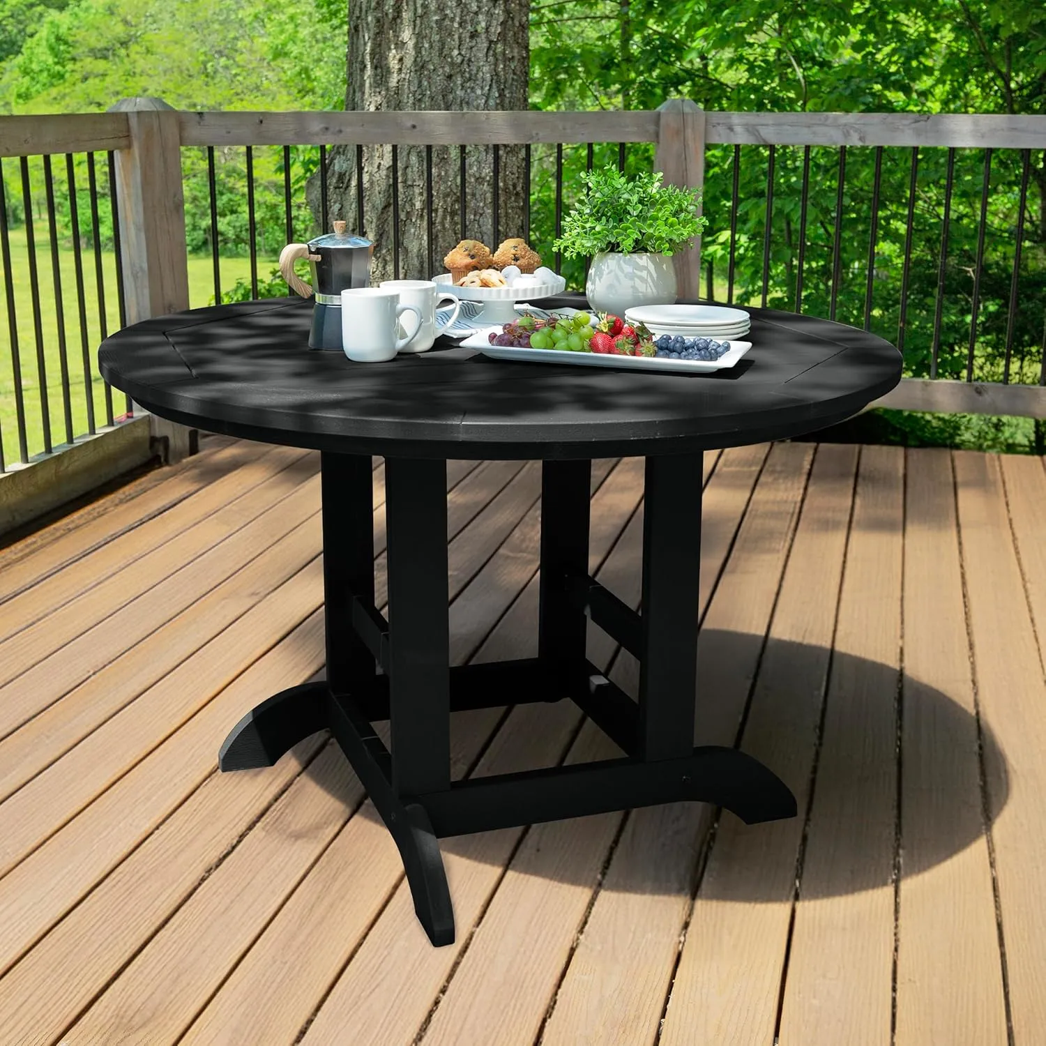 highwood Adirondack 48" Round Dining Table, Black