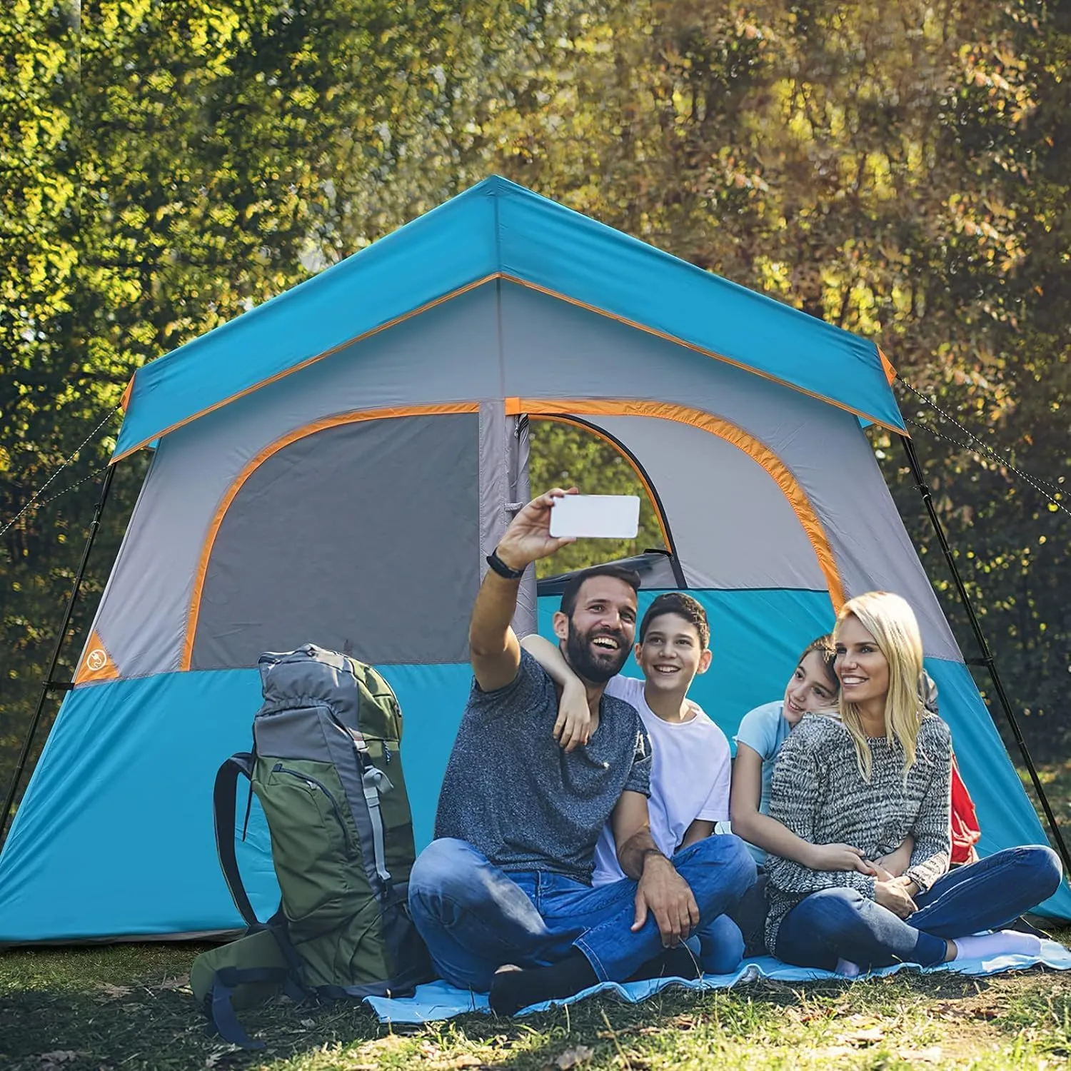HIKERGARDEN 6-8 Person Camping Tent - Portable Family Cabin Tent for Camp, Windproof Fabric Camp Tent Outdoor for Hiking, Backpacking, Traveling