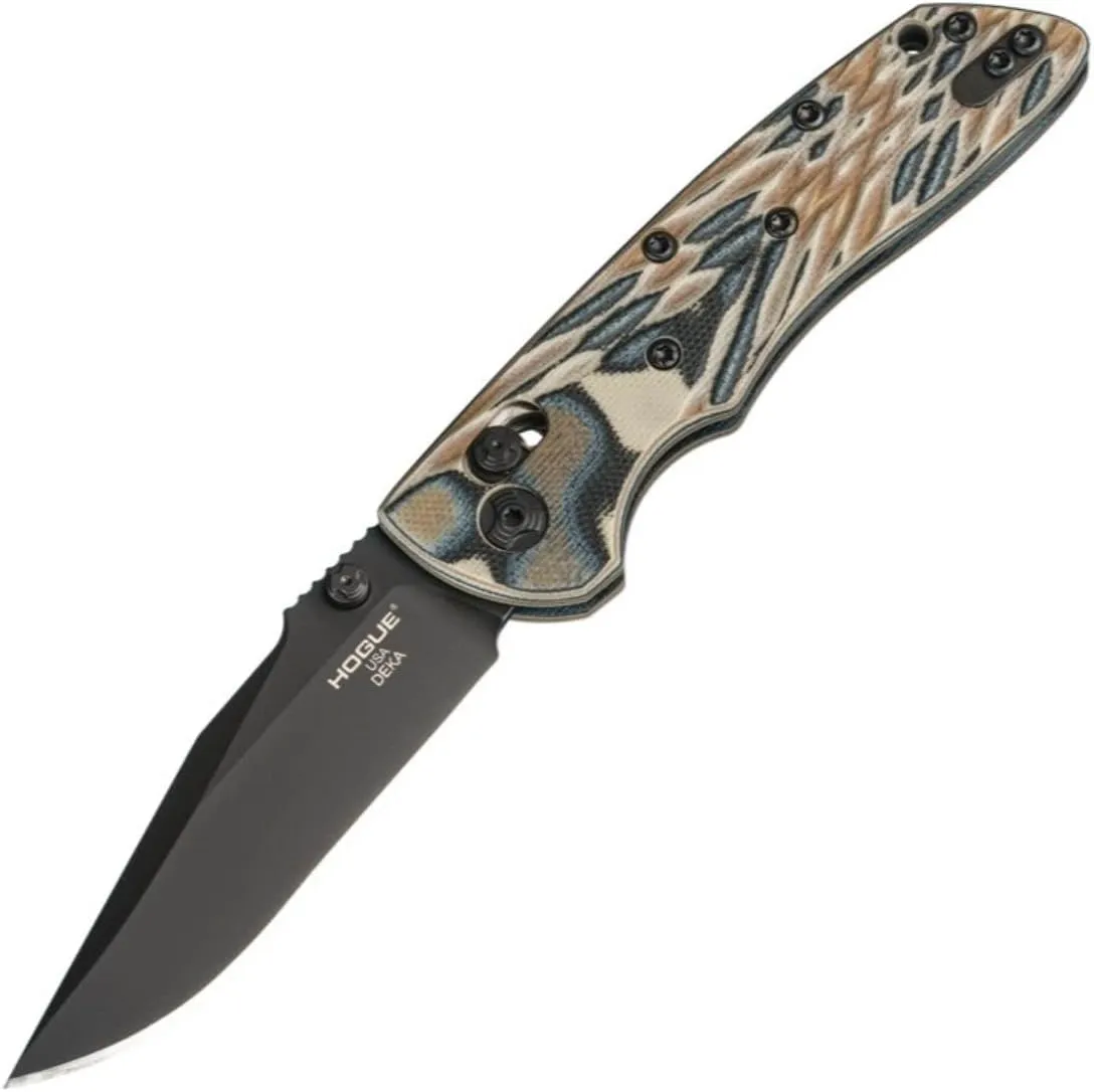 Hogue Folding Knife 3.25" Clip Point Blade Black Finish G10 Frame, Multi, One Size (24277)