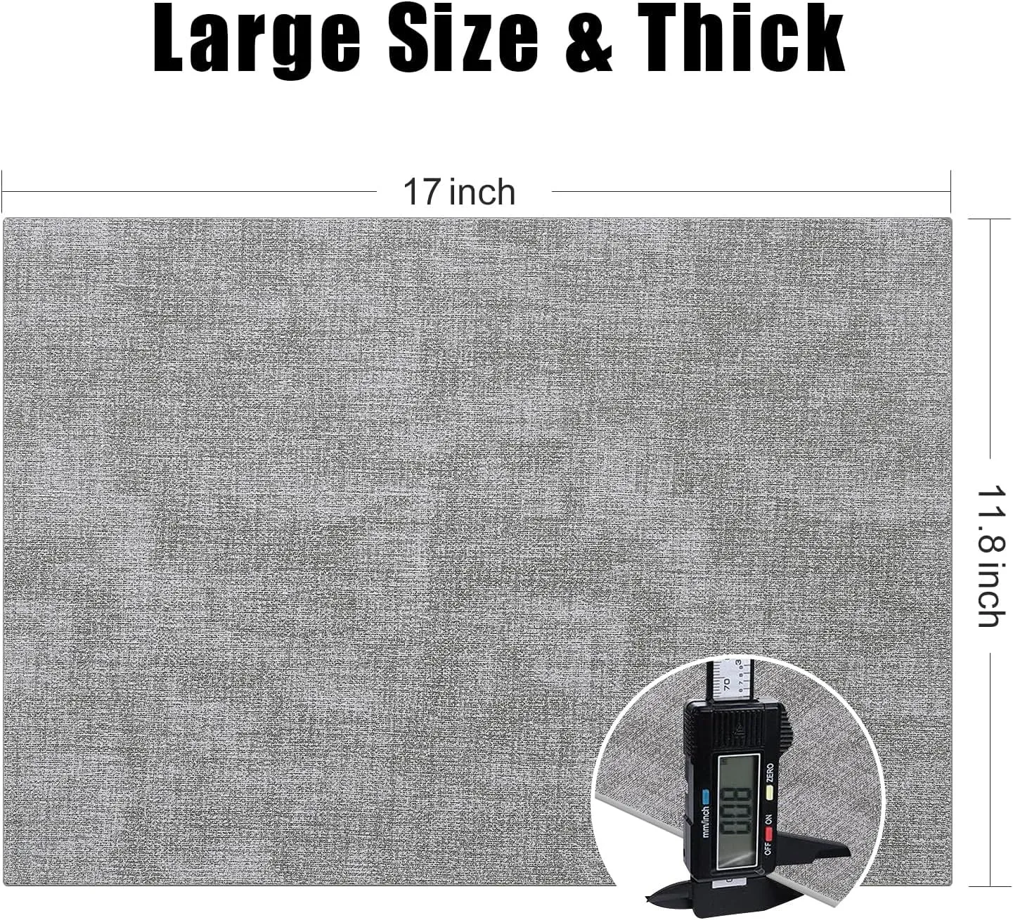 Homaxy Faux Leather Heat Resistant Placemats for Dining Table Set of 6, Waterproof Wipeable Washable PU Table Mats, Easy to Clean Anti-Slip Place Mats, 11.8" x 17", Light Grey