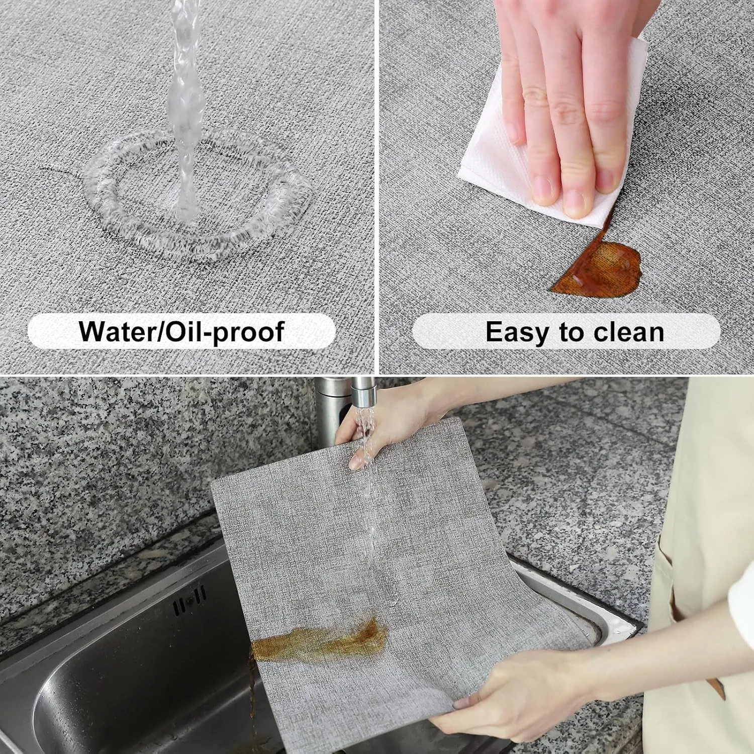 Homaxy Faux Leather Heat Resistant Placemats for Dining Table Set of 6, Waterproof Wipeable Washable PU Table Mats, Easy to Clean Anti-Slip Place Mats, 11.8" x 17", Light Grey