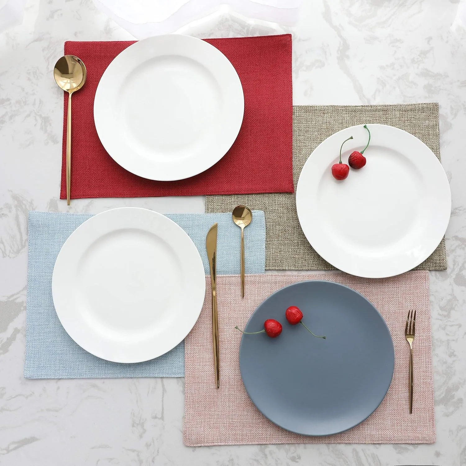 Home Brilliant Linen Placemats Set of 4 Heat Resistant Dining Table Cloth Place Mats Kitchen Table Mats Placemats Table Spring Decor, Natural Linen