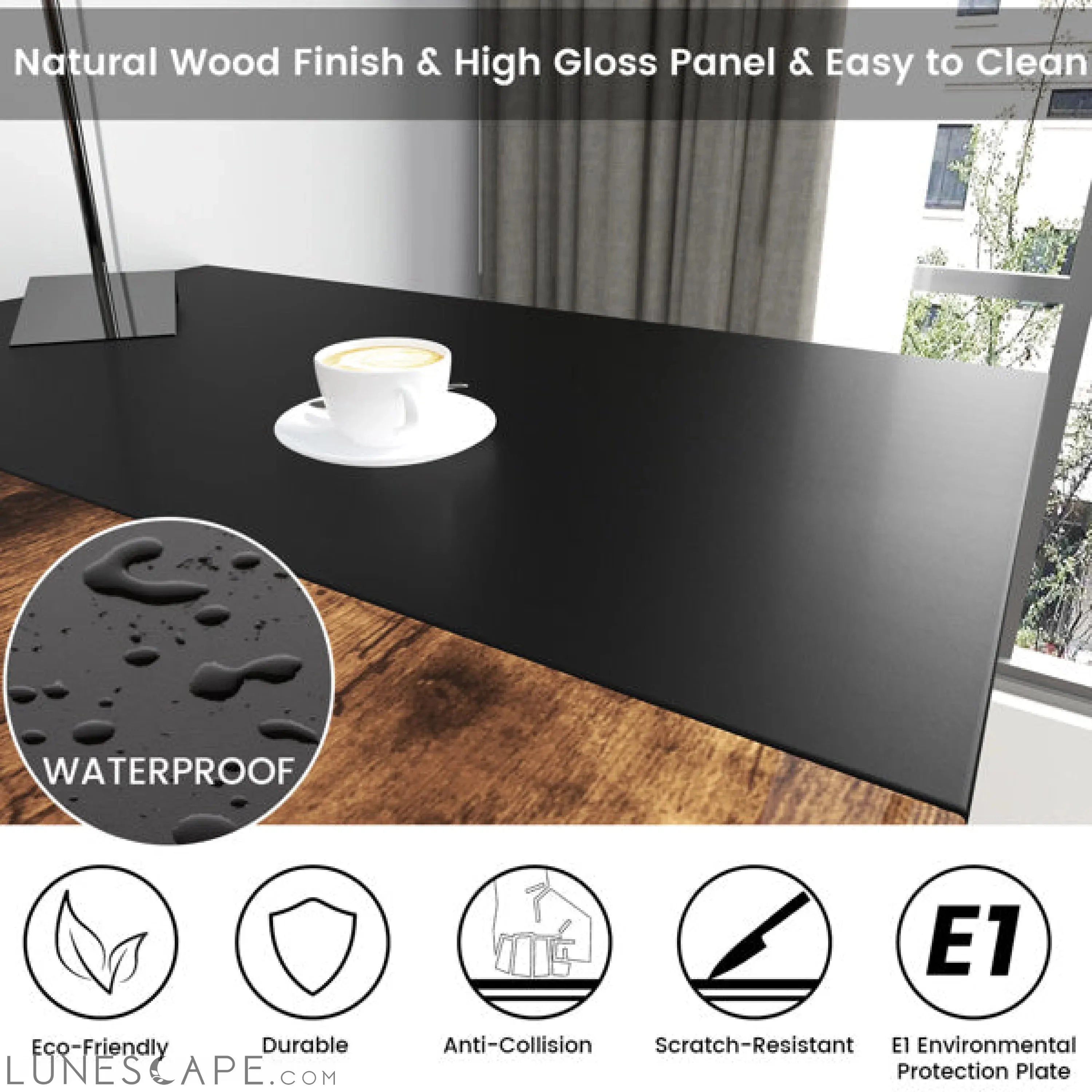 Home Computer Desk Wooden Top & Black - 47 Inch