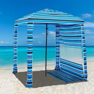 HOMEDEMO Beach Cabana UPF 50 , 6'×6' Beach Canopy, Easy Set up and Take Down, Cool Cabana Beach Tent with Sand Pockets, Side Wall Beach Shade Canopy Wind Waterproof for Kids, Family & Friends