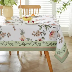 Honellaty Spring Summer Cherry Blossom Pattern Sage Green Tablecloth, Rectangular Table Cloth Anti-Wrinkle Spill Resistant,Blooming Petals Easy Care Stain Resistant Table Cover (60×102 inch)