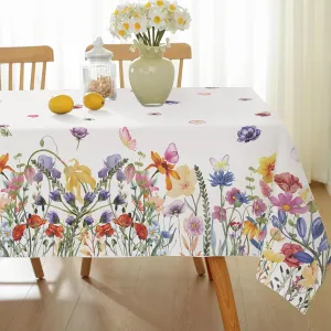 Honellaty Spring Tablecloth Rectangle Summer Table Cloth, 52 x 70 Inch Wrinkle Free Tablecloths Colorful Floral Table Cloth, Oblong Table Cover for Dining Kitchen Outdoor Party Daily Use