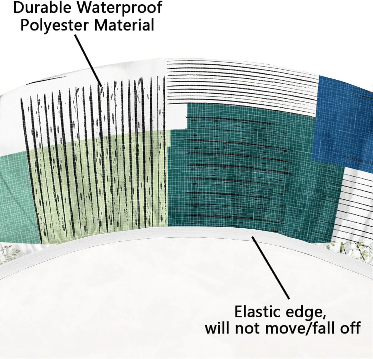 Horizontal and Vertical Lines Tablecloth Fitted Elastic Oil-Proof Modern Patio Table Covers Wrinkle Resistant Round Tablecloths Waterproof for 36" - 44" Round Table