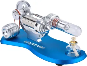 Hot Air Stirling Engine Model Kit with Generator,Single-Cylinder Sterling Kit,Ready-to-Start Full Metal Engine,Copper Head,Precision CNC Parts,for STEM Demo & Relieve Work Stress