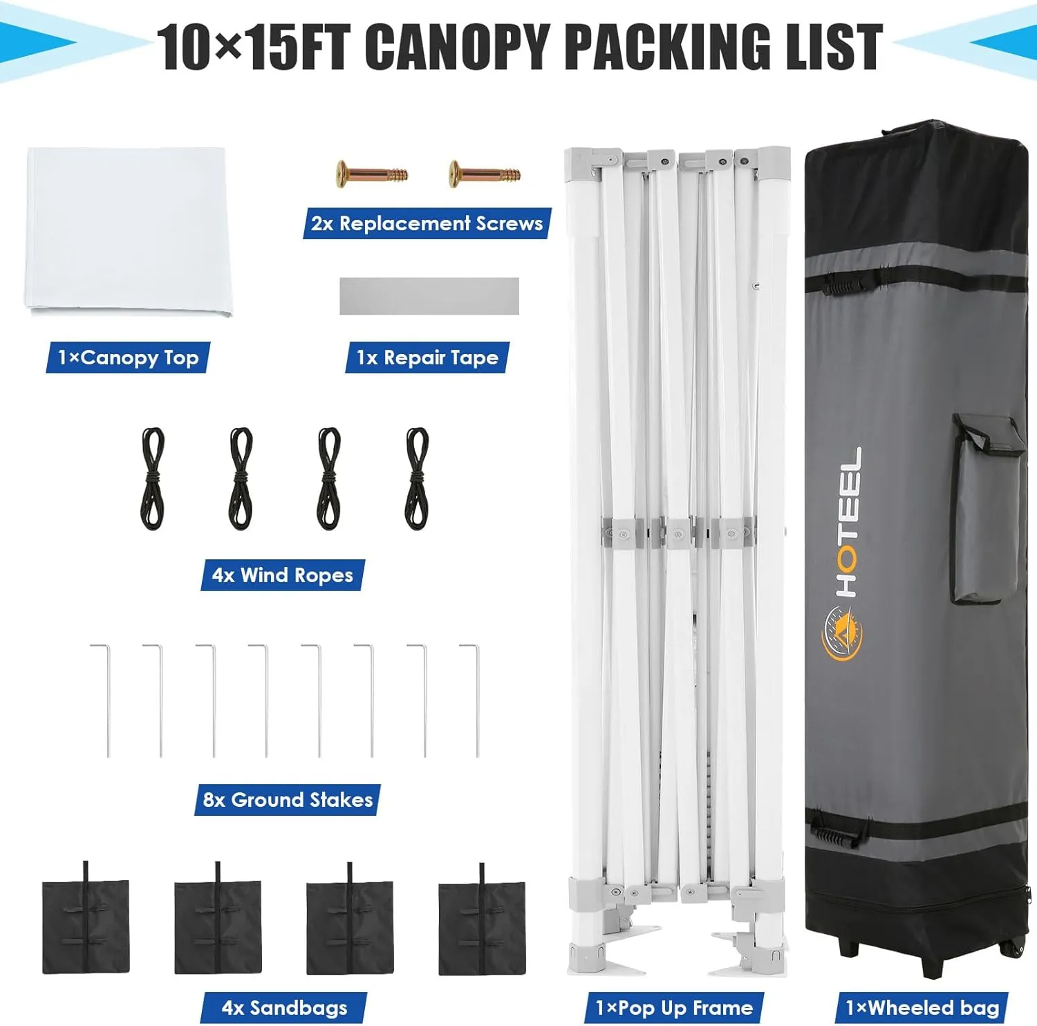 HOTEEL 10x15 Heavy Duty Pop Up Canopy Tent for Parties Event Wedding Commercial Instant Canopy Portable Shelter Folding with Roller Bag, Waterproof UV Resistant, Upgraded Thick Hexagonal Legs, White