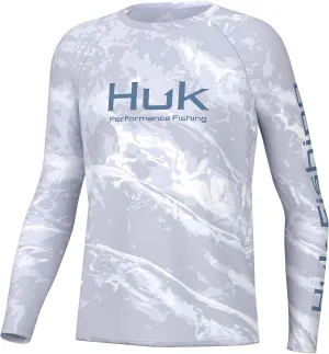 HUK Boys' Pursuit Pattern Long Sleeve, Fishing Shirt for Kids