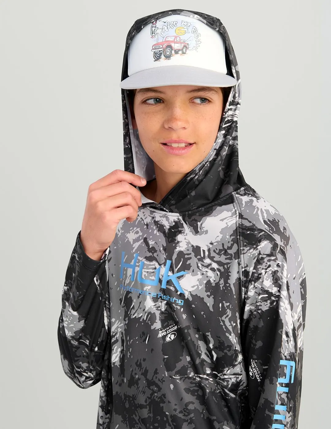 HUK Kids Pursuit Pattern Long Sleeve Shirt, Fishing Shirt for Kids