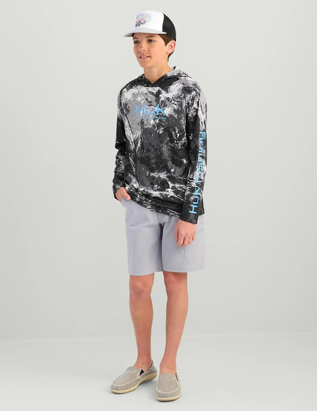 HUK Kids Pursuit Pattern Long Sleeve Shirt, Fishing Shirt for Kids