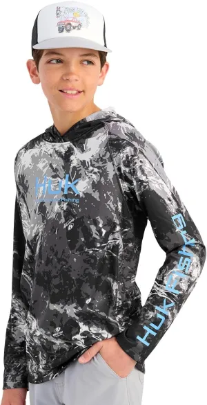 HUK Kids Pursuit Pattern Long Sleeve Shirt, Fishing Shirt for Kids