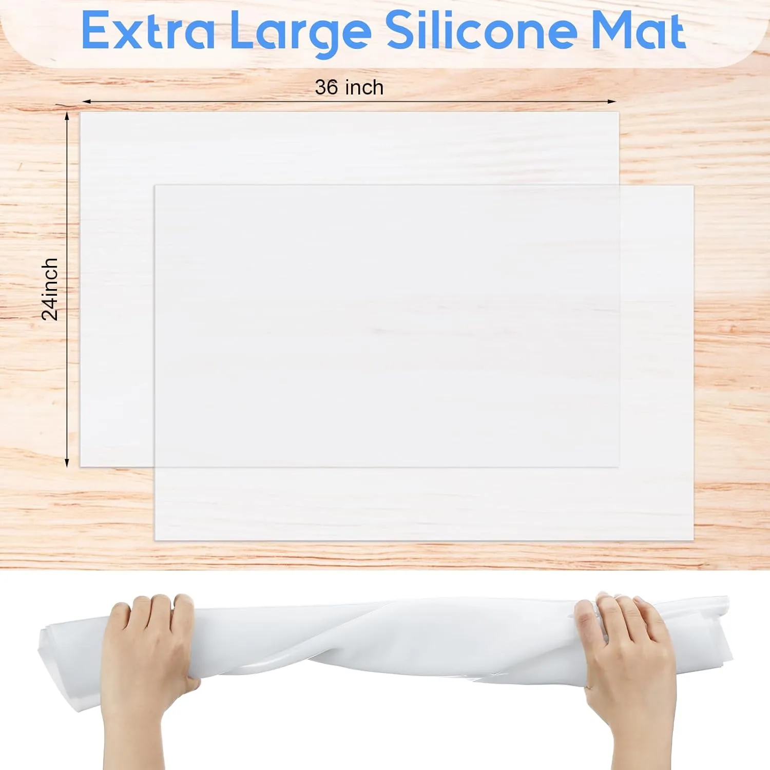 Hushee 2 Pack Extra Large Silicone Mat Place Mats Table Protector Craft Heat Resistant Mat for Kitchen, Painting(White,24 x 36 Inches)