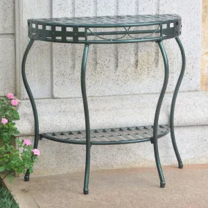 International Caravan Half Moon Patio Table in Verdigris