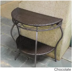 International Caravan Valencia Resin Wicker Outdoor Half-Moon Table Antique Black