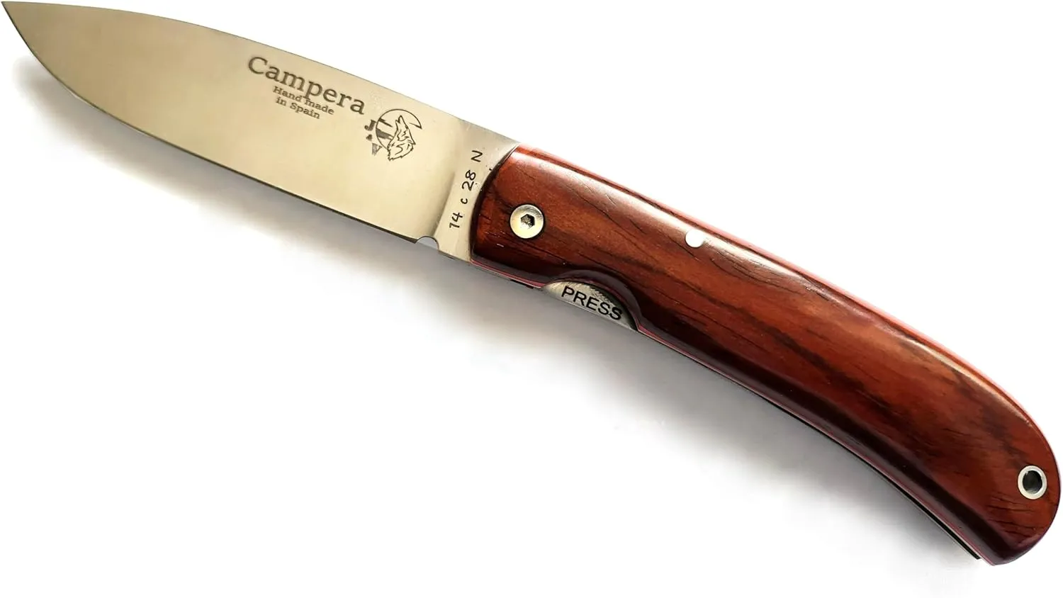 J&V CAMPERA Folding Knife for Bushcraft, Camping, Hunting, Fishing and Outdoor Activities, 3.4" Stainless Steel Sandvik, EDC Gear and Equipment, Handmade in Spain