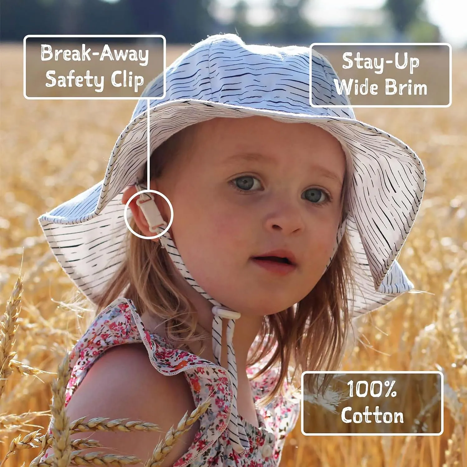 JAN & JUL 50  UPF Cotton Sun Hat with Wide Brim for Toddler Girls