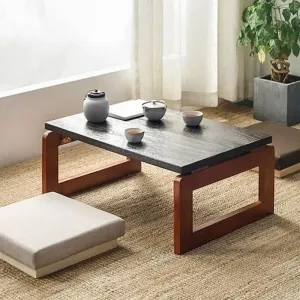 Japanese Wooden Floor Table with Foldable Legs Folding Desk Portable Low Coffee Table for Meditation & Home,Living Room