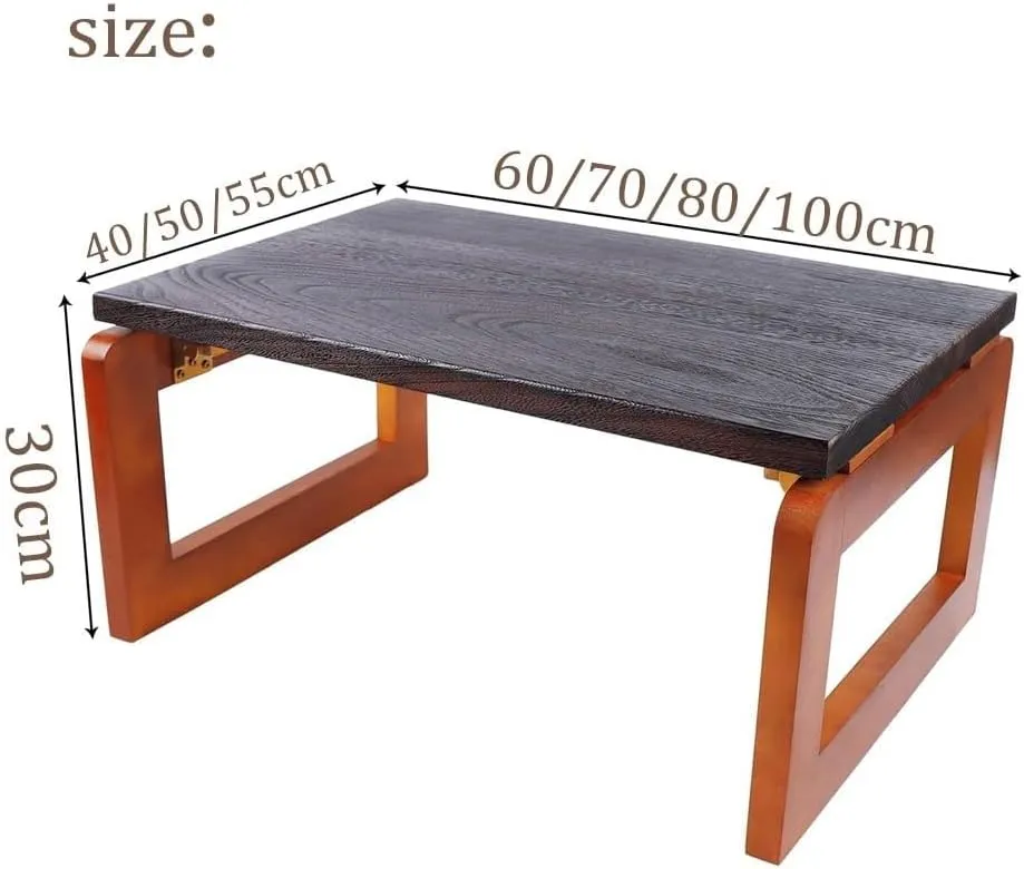 Japanese Wooden Floor Table with Foldable Legs Folding Desk Portable Low Coffee Table for Meditation & Home,Living Room