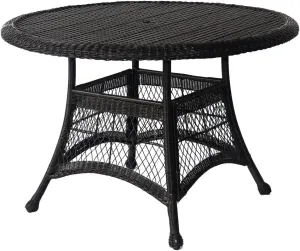 Jeco Wicker Round Dining Table, 44", Black