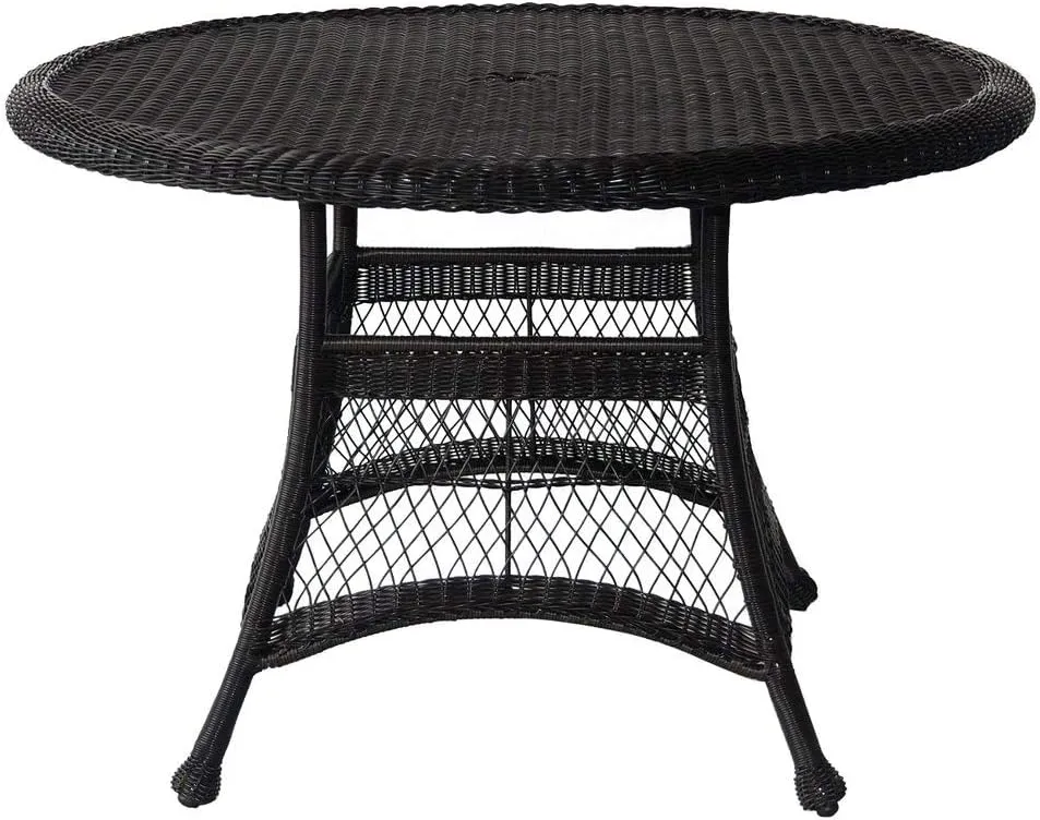 Jeco Wicker Round Dining Table, 44", Black